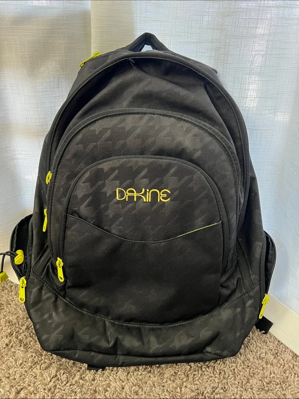 Dakine Black Backpack with Yellow Accents